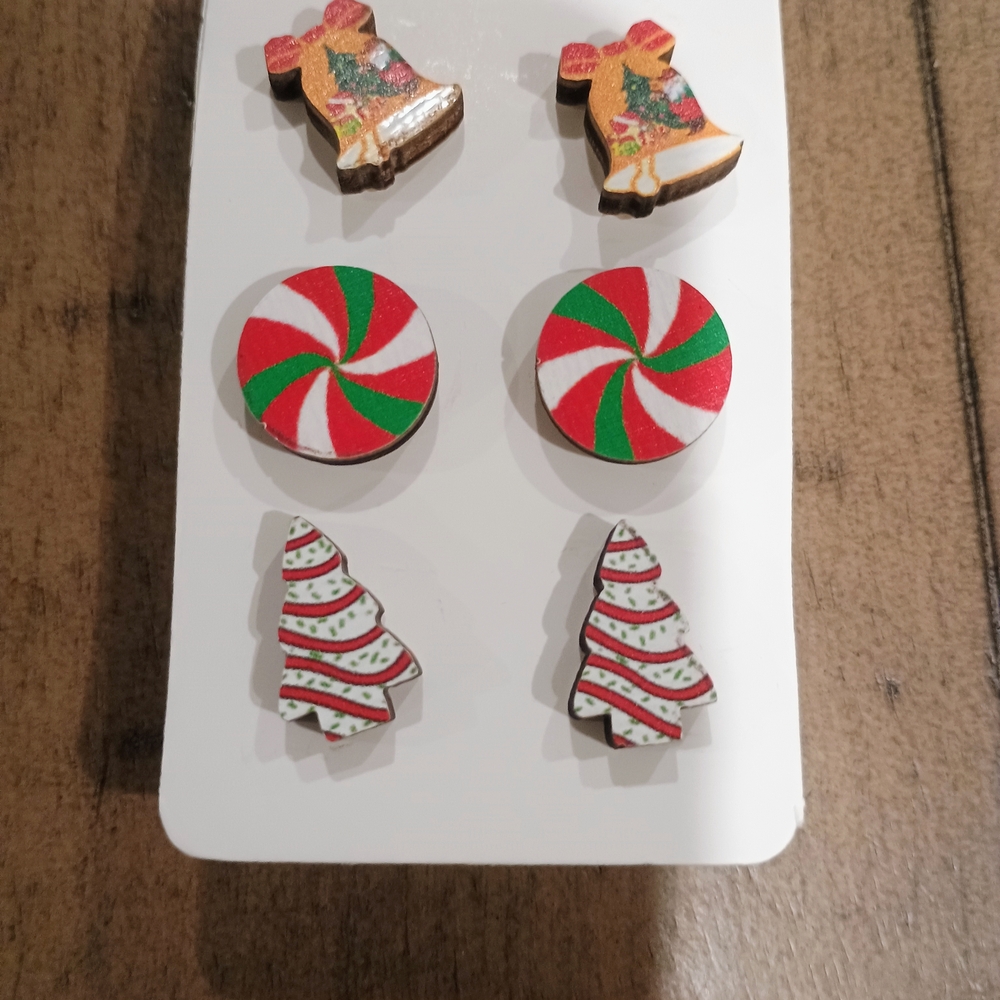 Fashion Jewelry Festive Kids Earrings Set - Red, Green, White